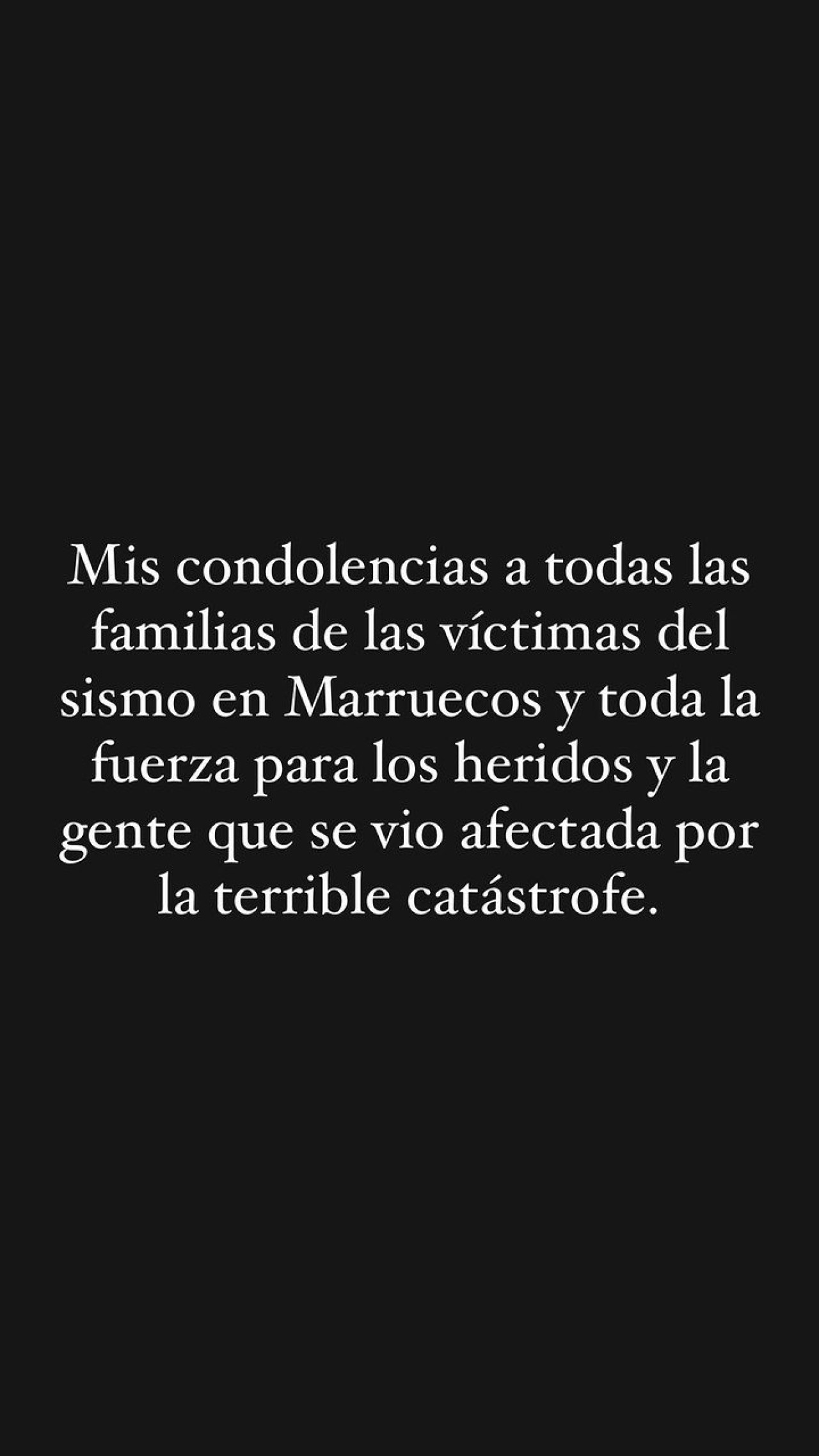 El mensaje de Messi a las víctimas por el terremoto en Marruecos. Foto: Instagram @leomessi.