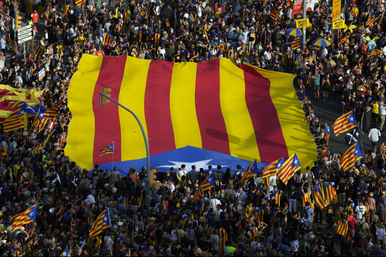 Manifestación independentista por la Diada del 11 de septiembre. Foto: EFE