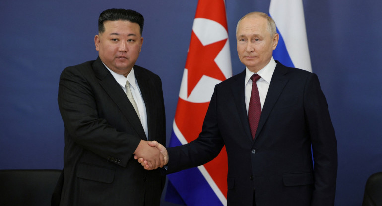 Kim Jon-Un y Vladimir Putin. Foto: Reuters.