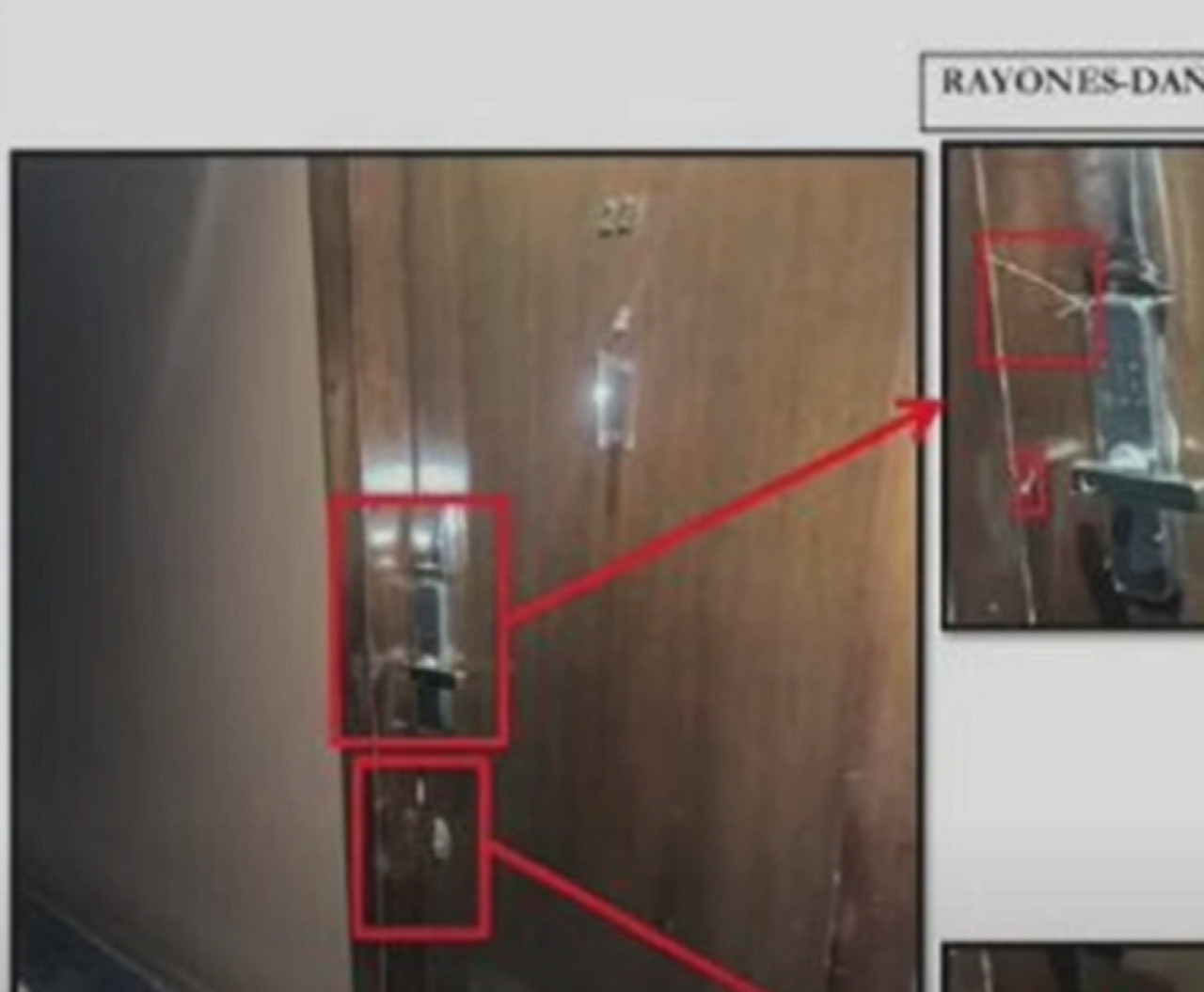Las fotos de la puerta forzada de Mariana Nannis. Foto: captura América TV.