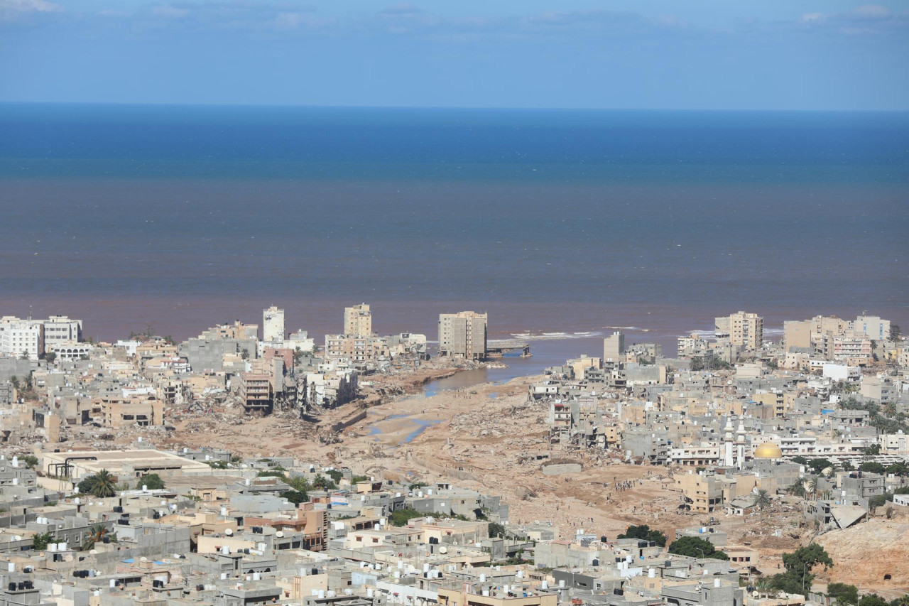 Fuertes inundaciones en Derna, Libia. Foto: EFE.