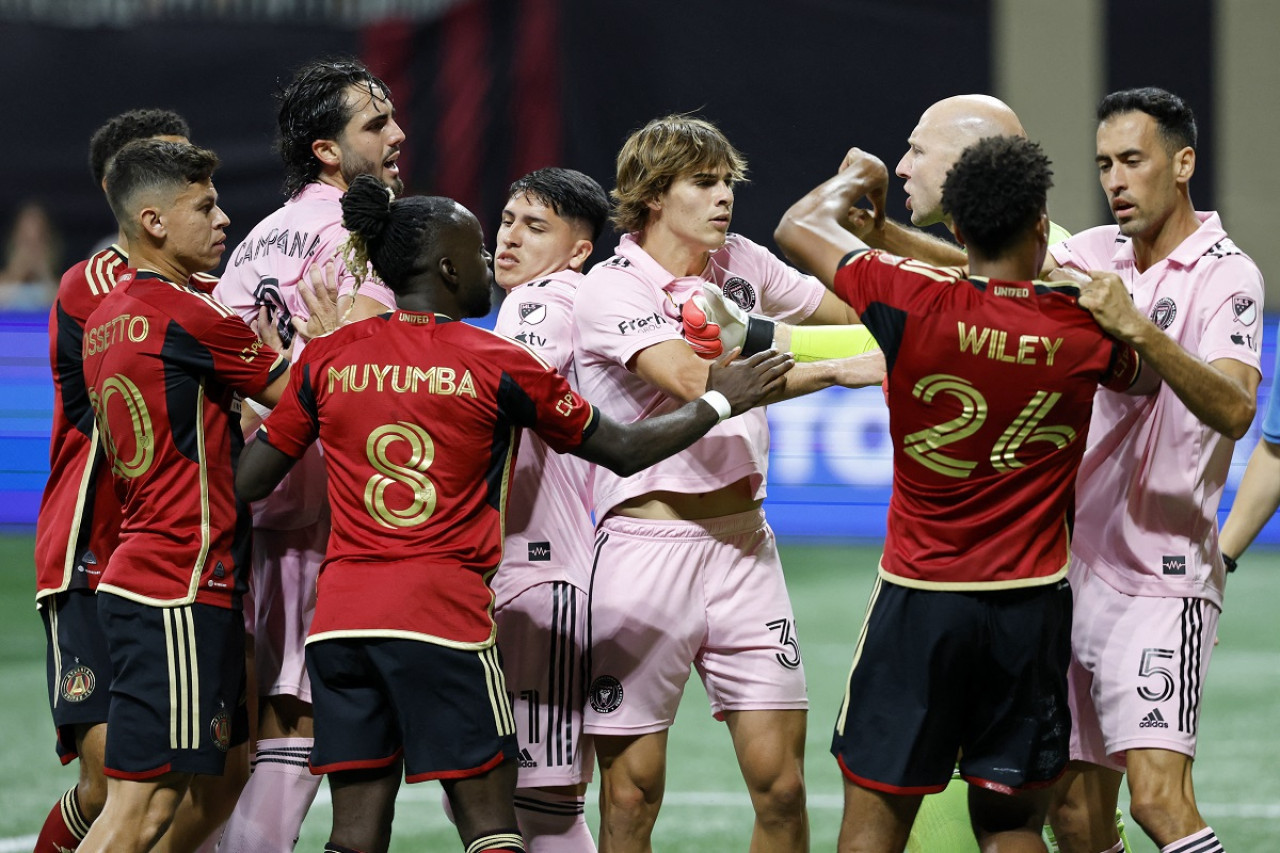 La tensión del partido entre Atlante United e Inter Miami. Foto: Reuters.