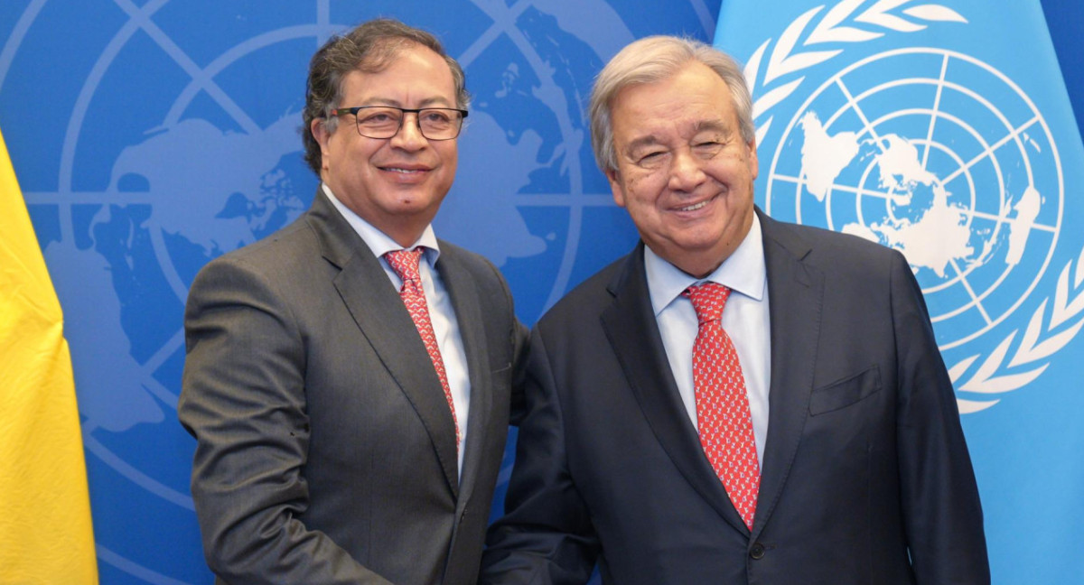 Gustavo Petro y Antonio Guterres. Foto: EFE.