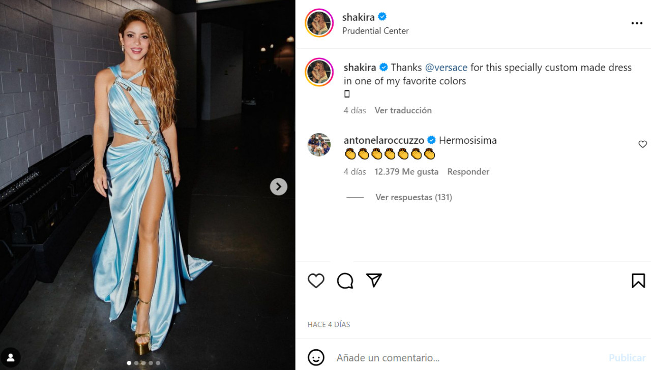 El guiño buena onda de Anto Roccuzzo a Shakira. Foto: Instagram.