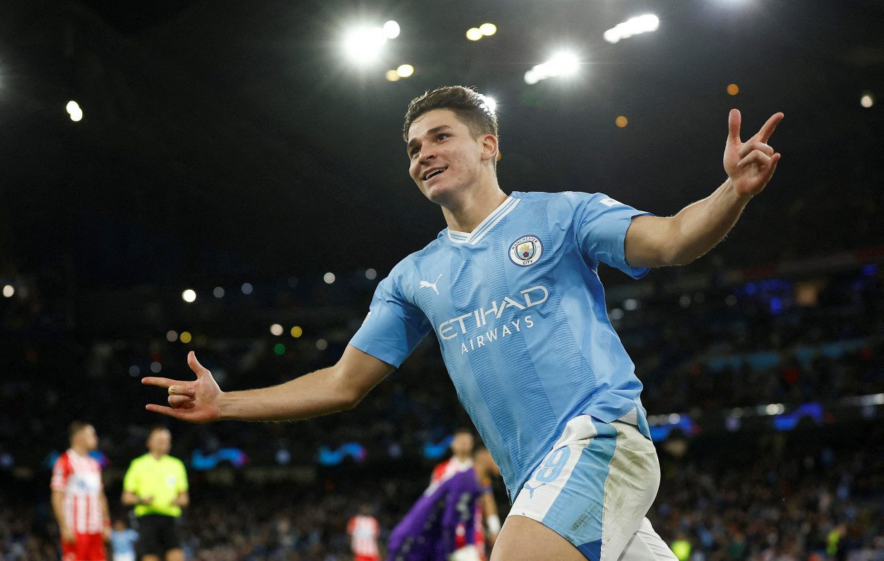 Festejo de Julián Álvarez para el Manchester City. Foto: REUTERS.