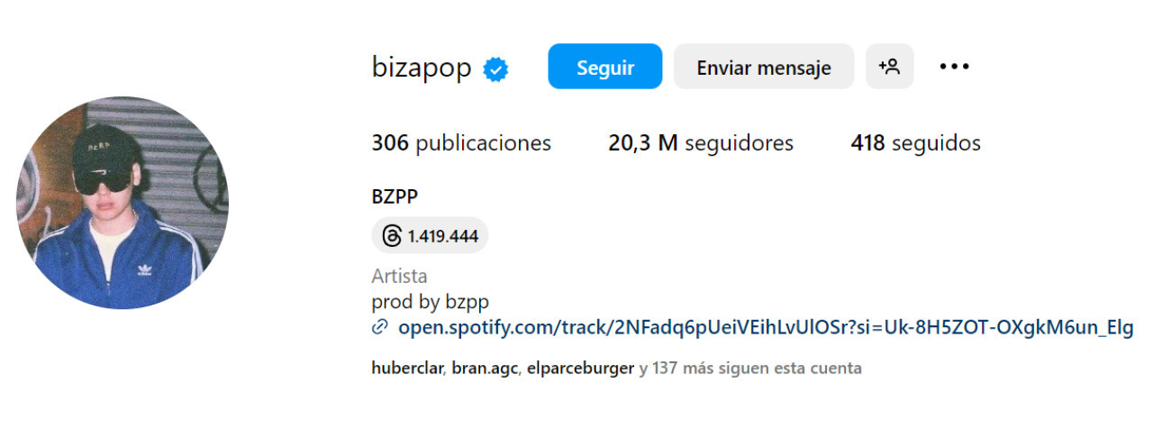 Bizarrap cambió su nombre a Bizapop. Foto: Captura de pantalla.