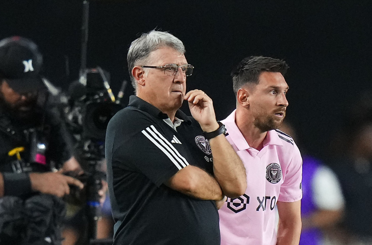 Gerardo Martino y Lionel Messi en Inter Miami. Foto: NA.