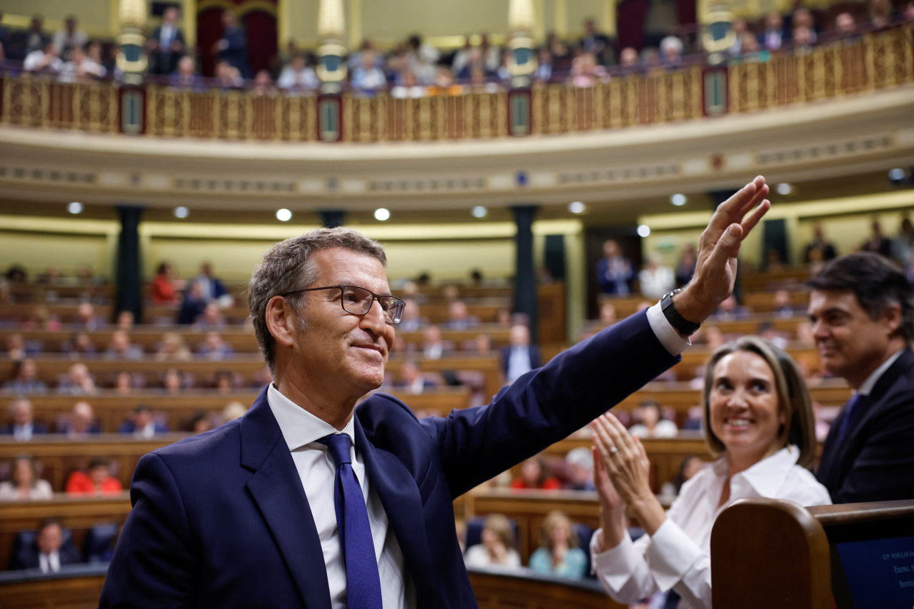 Núñez Feijóo en el parlamento español. Foto: Reuters.