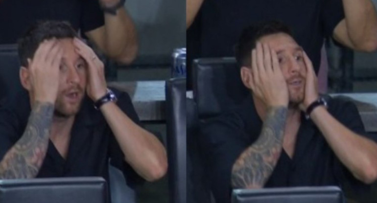 Lionel Messi en la tribuna. Foto: captura video