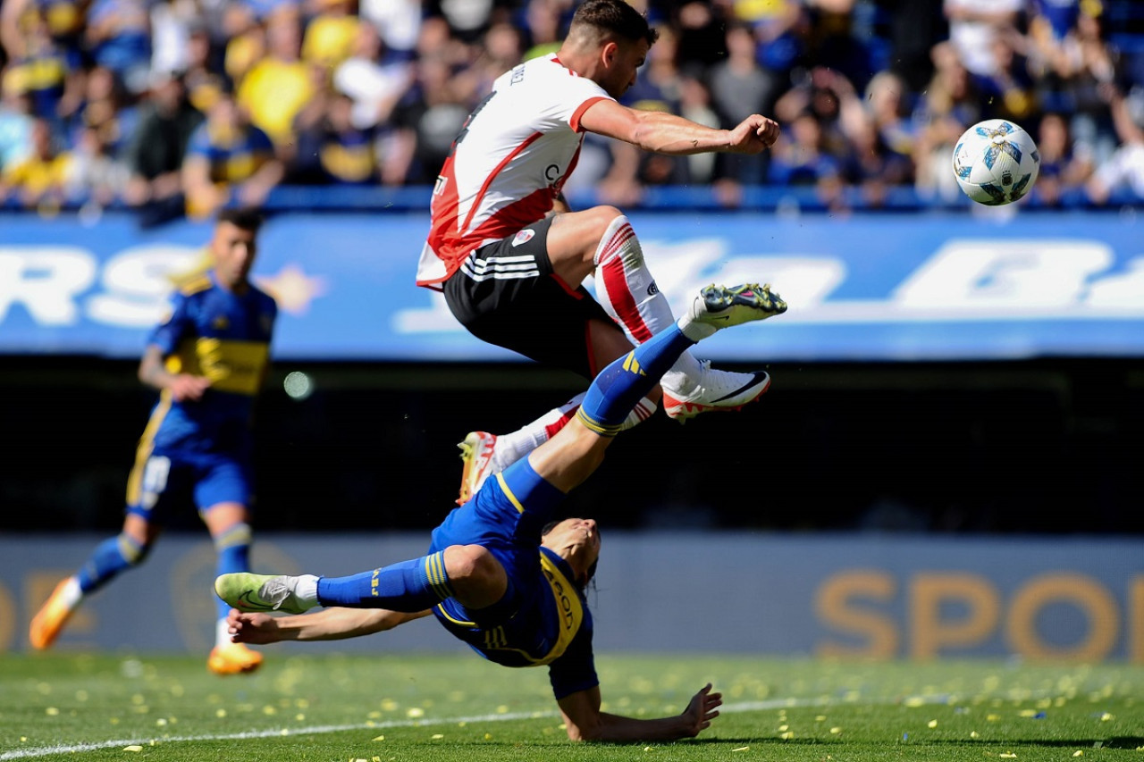 Gol anulado a Edinson Cavani; Superclásico; Boca vs. River. Foto: Télam.