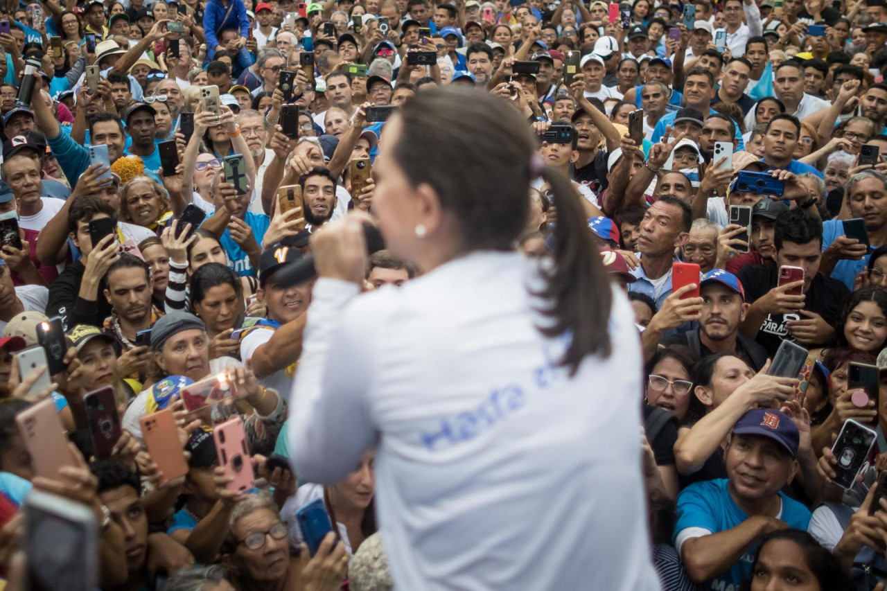 María Machado, precandidata de la oposición en Venezuela. Foto: EFE.