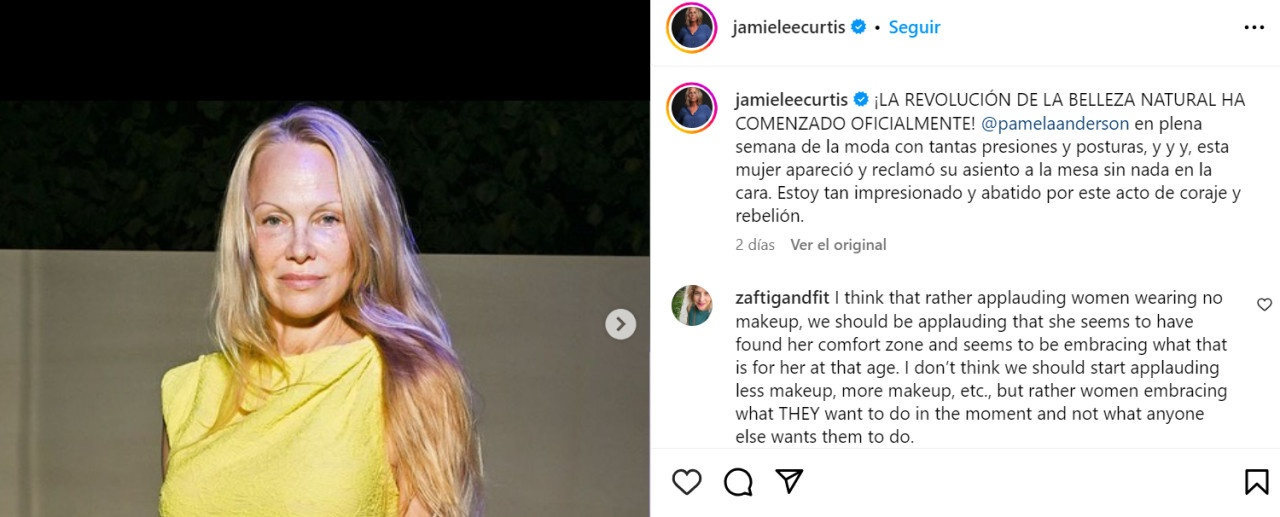 La publicación de Jamie Lee Curtis. Foto: Instagram.