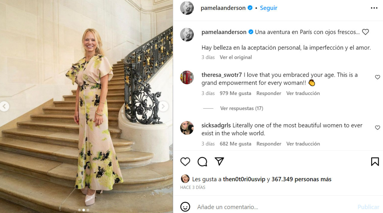 La publicación de Pamela luego del evento de moda. Foto: Instagram.