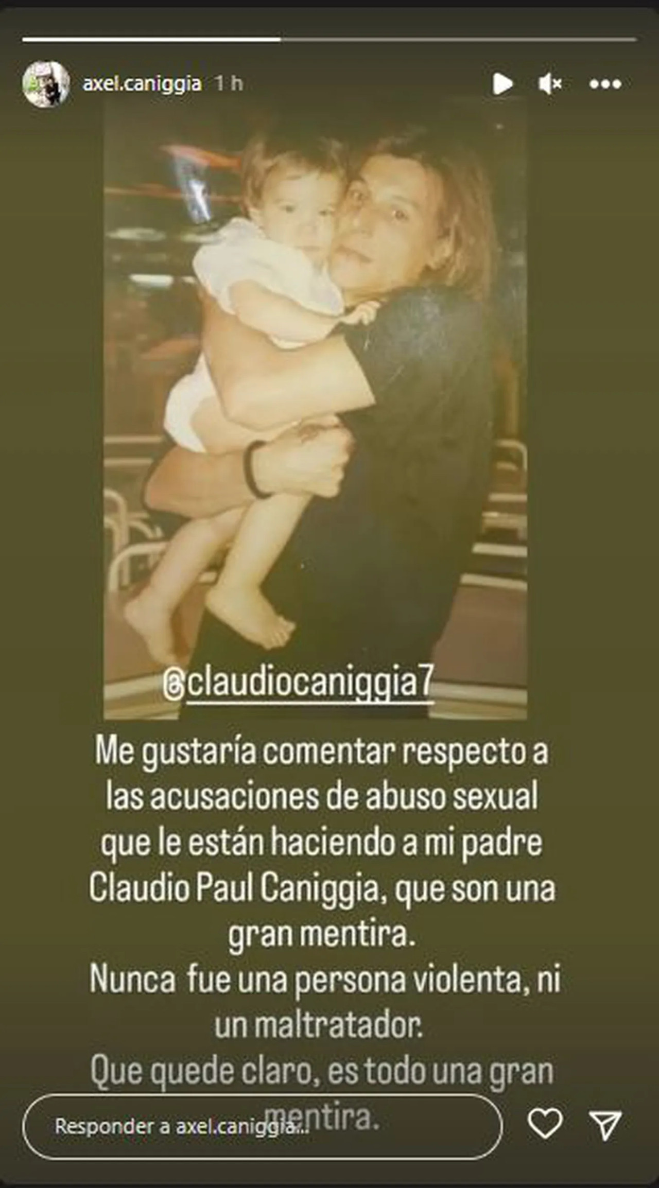 Axel Caniggia respaldó a su padre en la causa por abuso sexual en su contra. Foto: Instagram.
