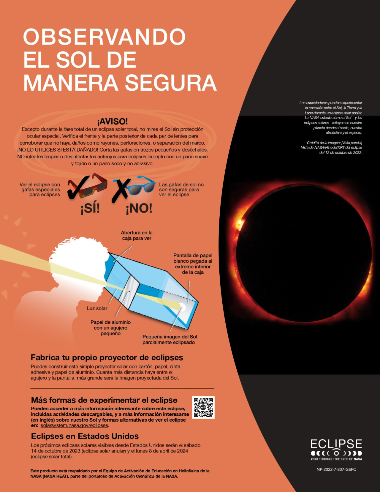 Infografía difundida por la agencia espacial para aquellos que quieran ver el eclipse. Foto: NASA.