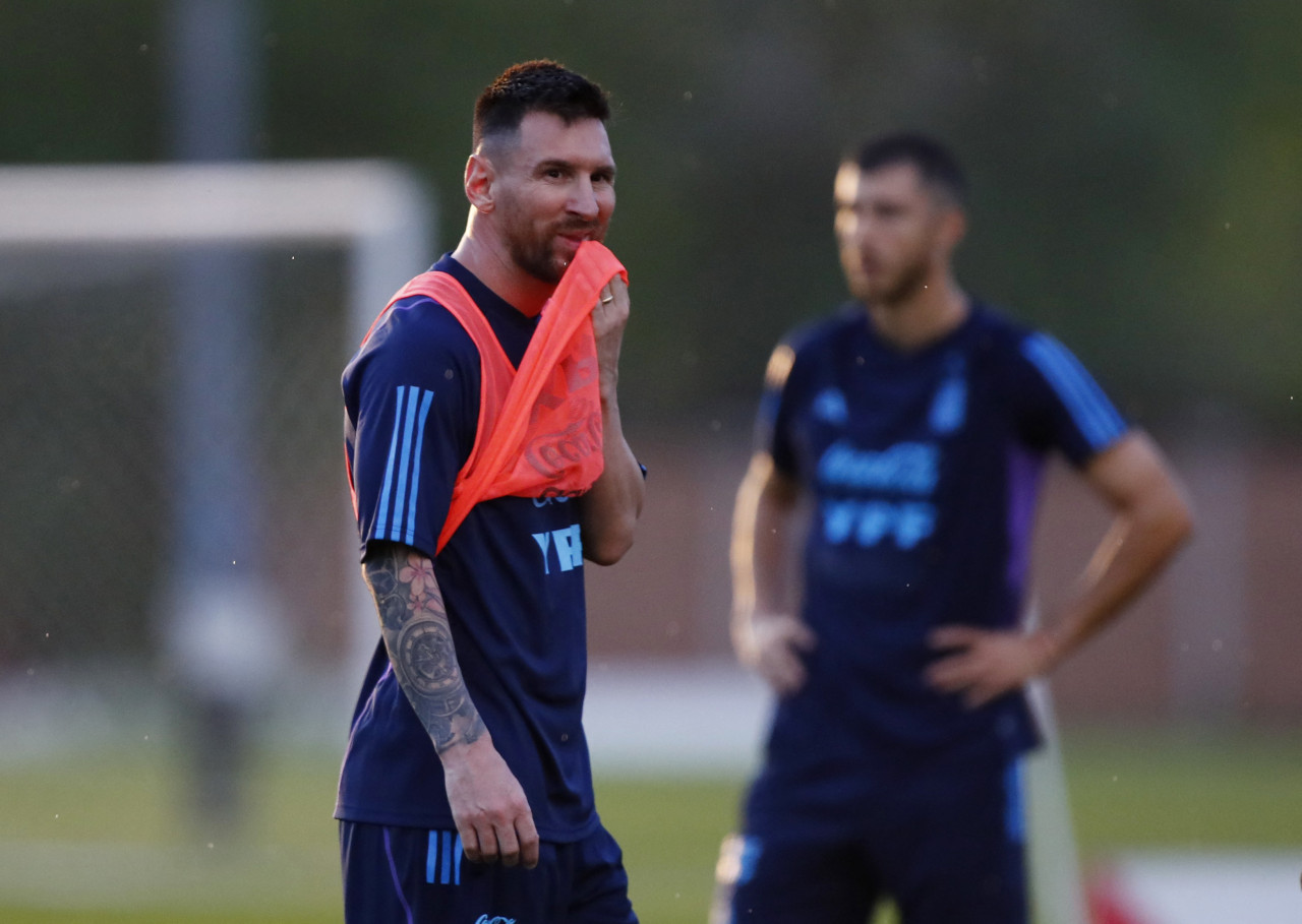 Lionel Messi en el entrenamiento de la Selección Argentina. Foto: Reuters