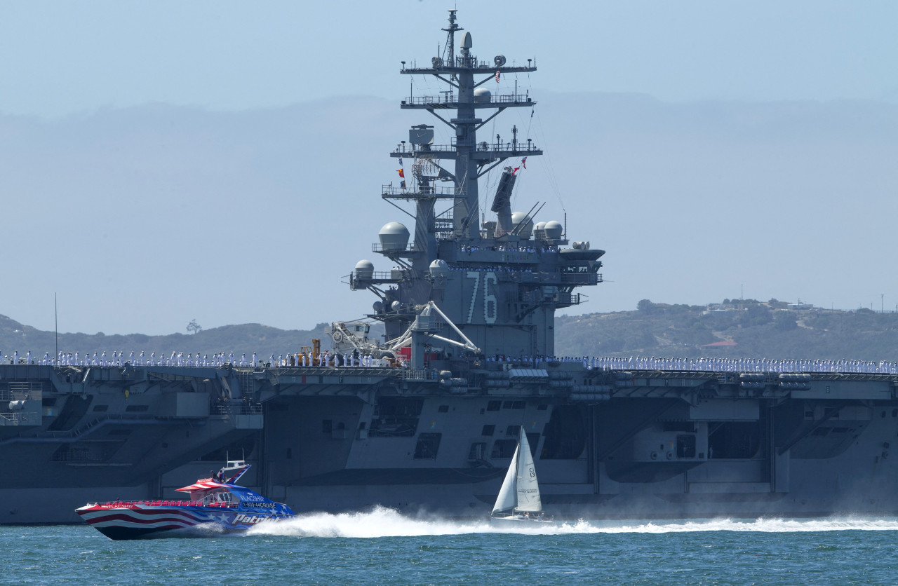 El portaaviones USS Reagan llegó a Corea del Sur. Foto: Reuters.