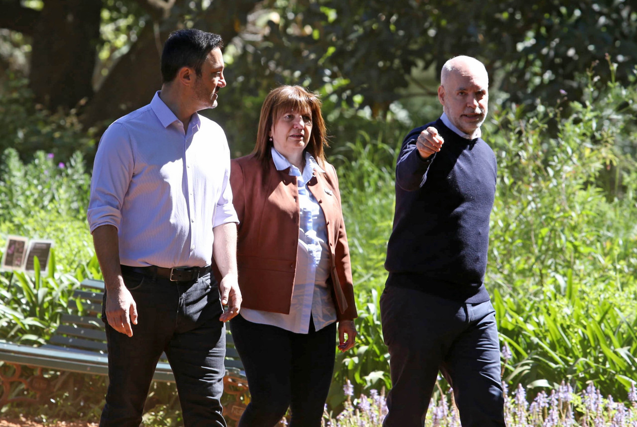 Luis Petri, Patricia Bullrich y Horacio Rodríguez Larreta. Foto: NA.