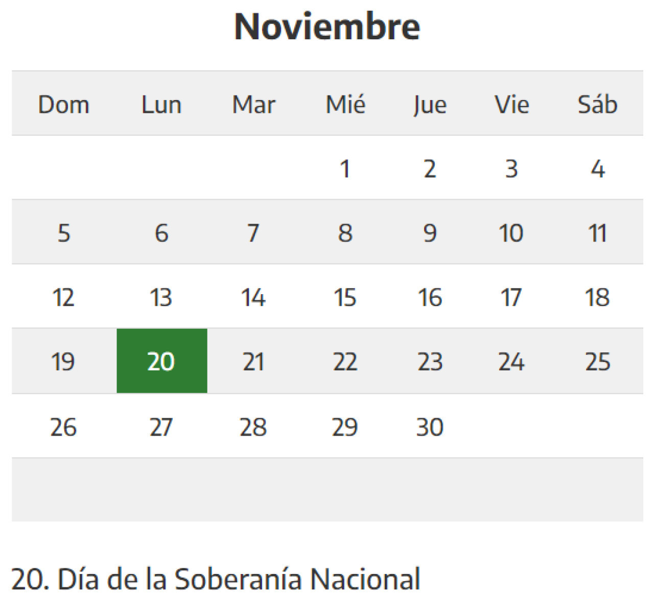 Feriado noviembre 2023.