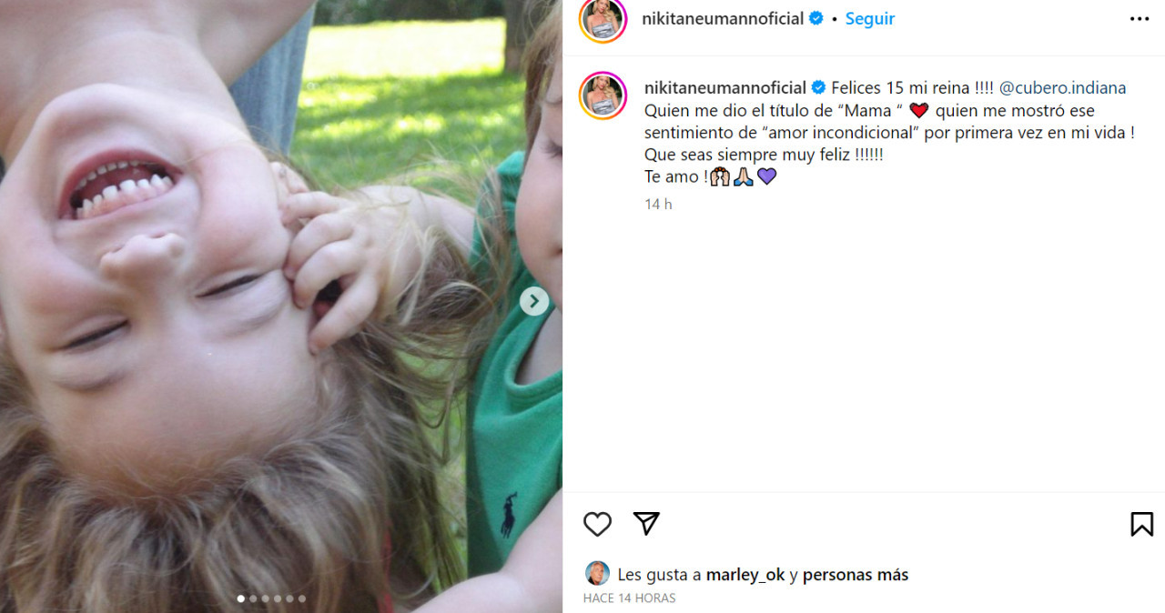 El posteo de Nicole Neumann. Foto: Instagram.