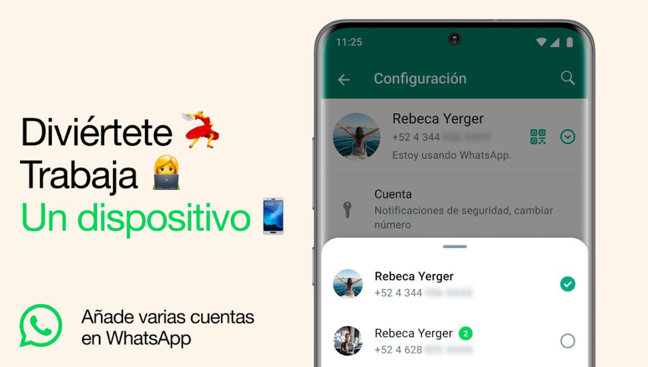 WhatsApp permitirá tener dos sesiones abiertas en un mismo dispositivo. Foto: Twitter.