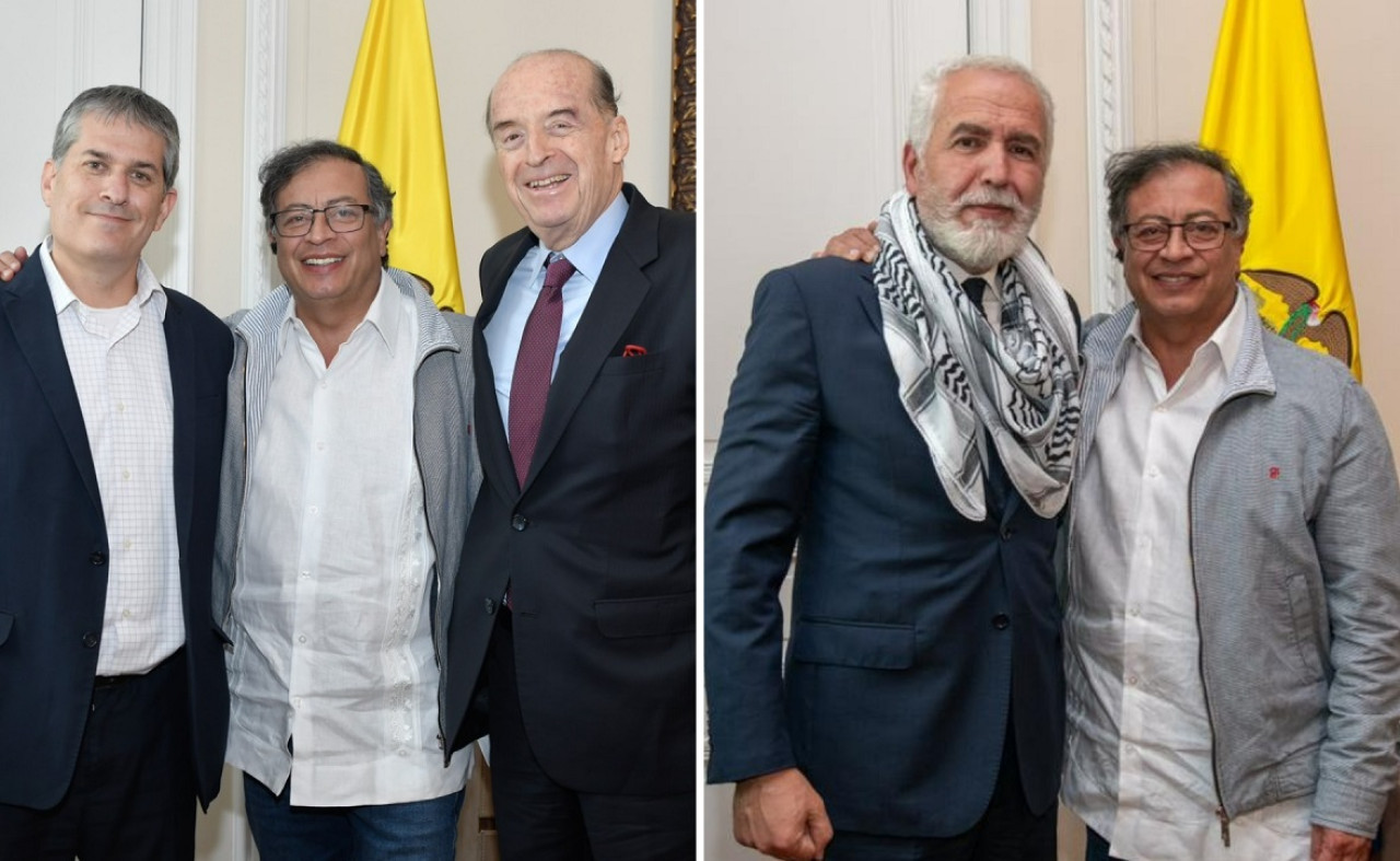 Gustavo Petro con el embajador Gali Dagan (izquierda) y Raouf Almalki (derecha). Foto: X @petrogustavo.