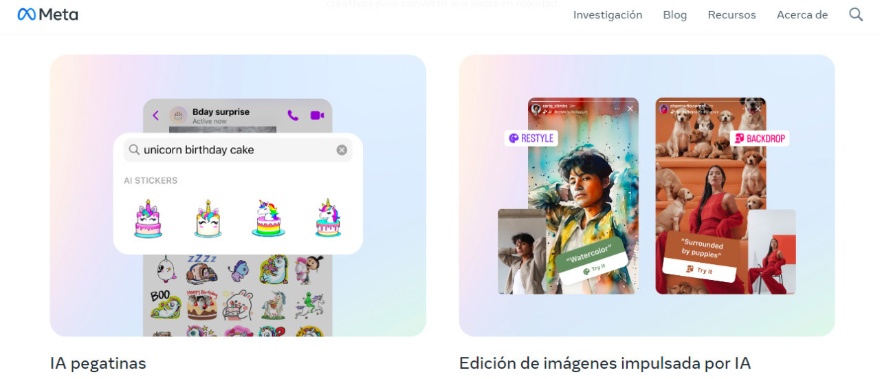 El asistente permite crear, desde las aplicaciones de mensajería, stickers personalizados. Foto: Meta.