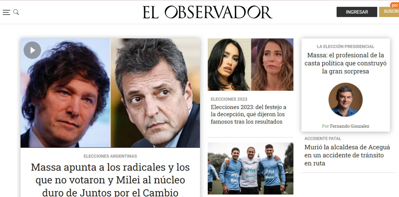 "El Observador" de Uruguay. Foto: Captura de pantalla.