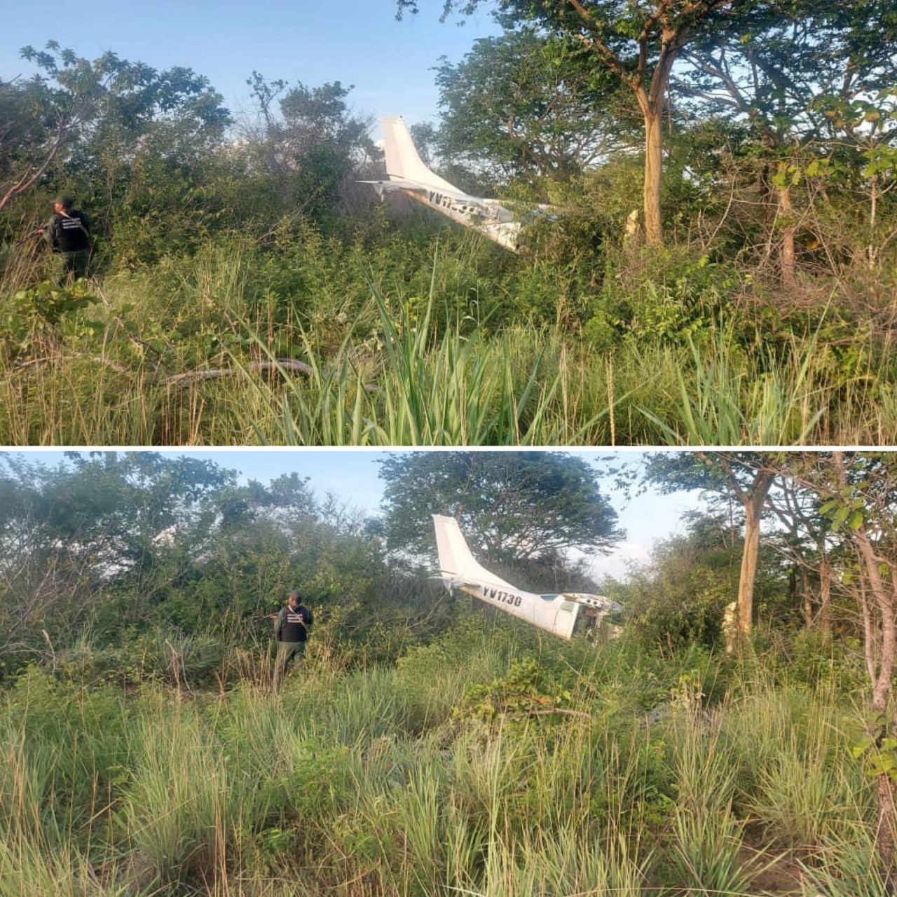 Avión accidentado que transportaba cocaína. Video: X @dhernandezlarez