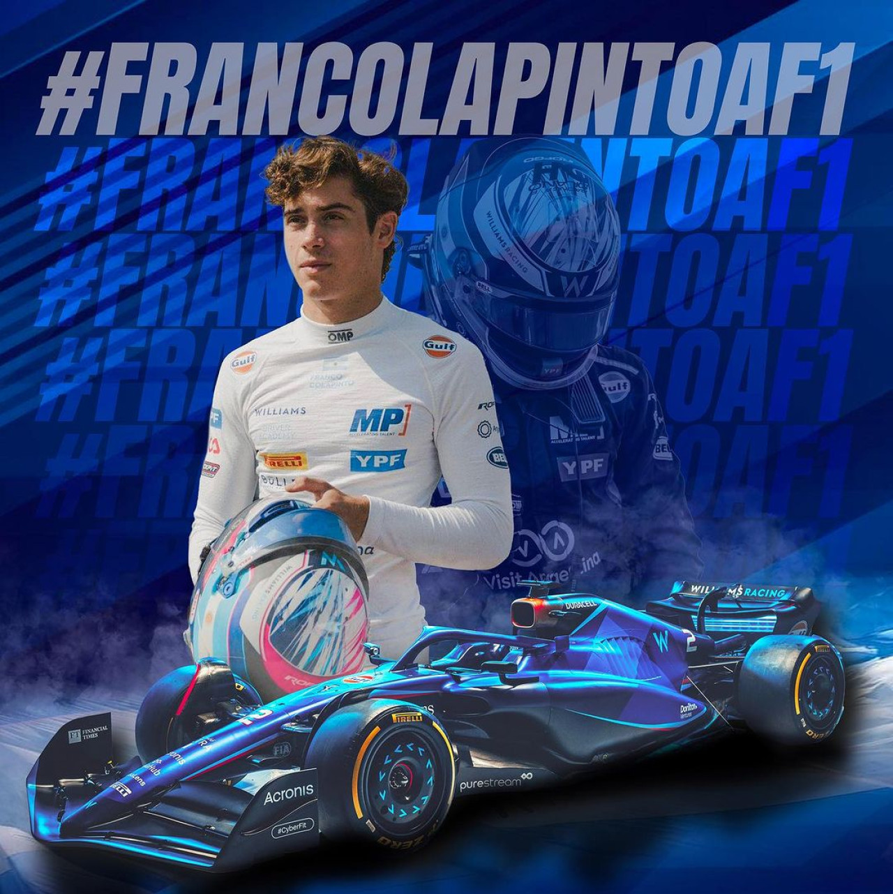 Franco Colapinto manejará por primera vez un Fórmula 1. Foto: Instagram.