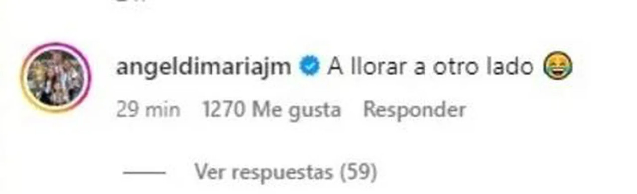 El mensaje de Ángel Di María tras las críticas de Matthaus a Messi. Foto: Instagram.
