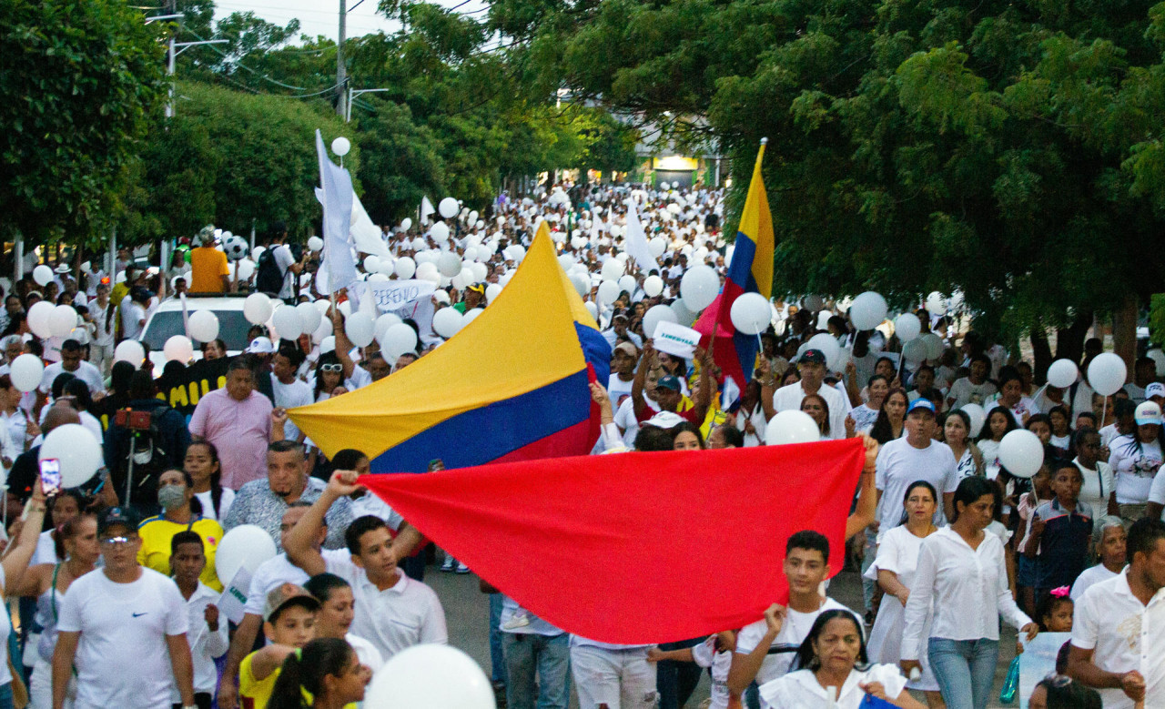 Manifestación para pedir por la liberación del padre de Luis Díaz. Foto: EFE.