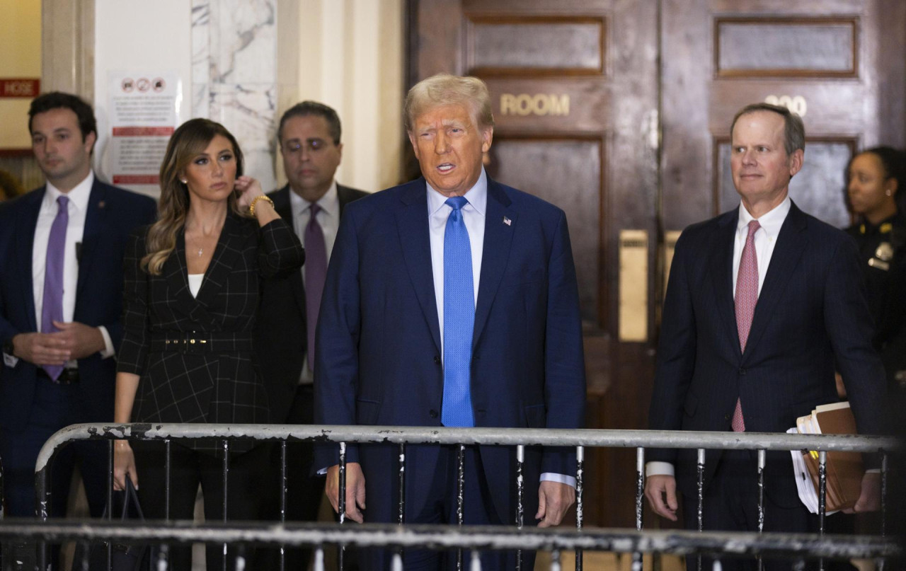 Donald Trump en su llegada al tribunal de Nueva York. Foto: EFE