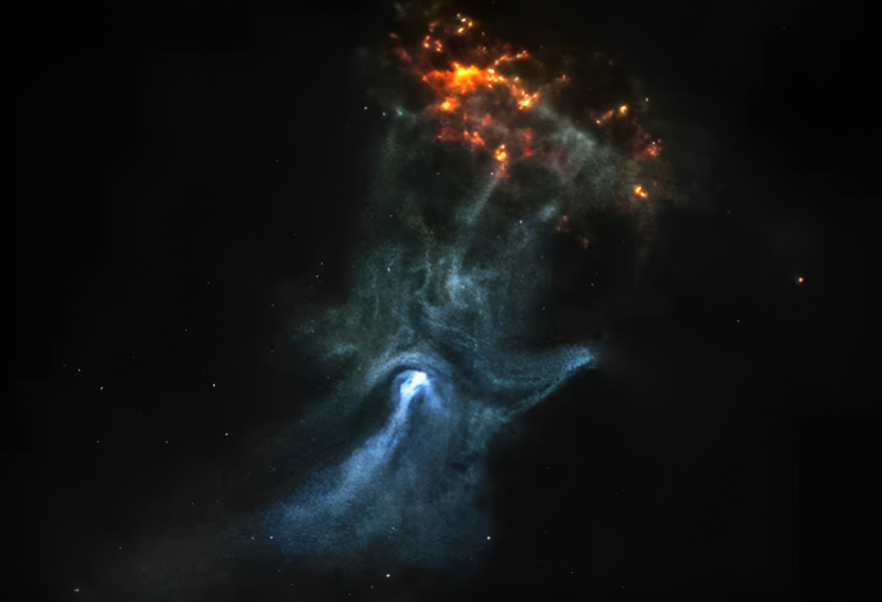 La nebulosa en forma de mano que encontró la Agencia. Foto: NASA.