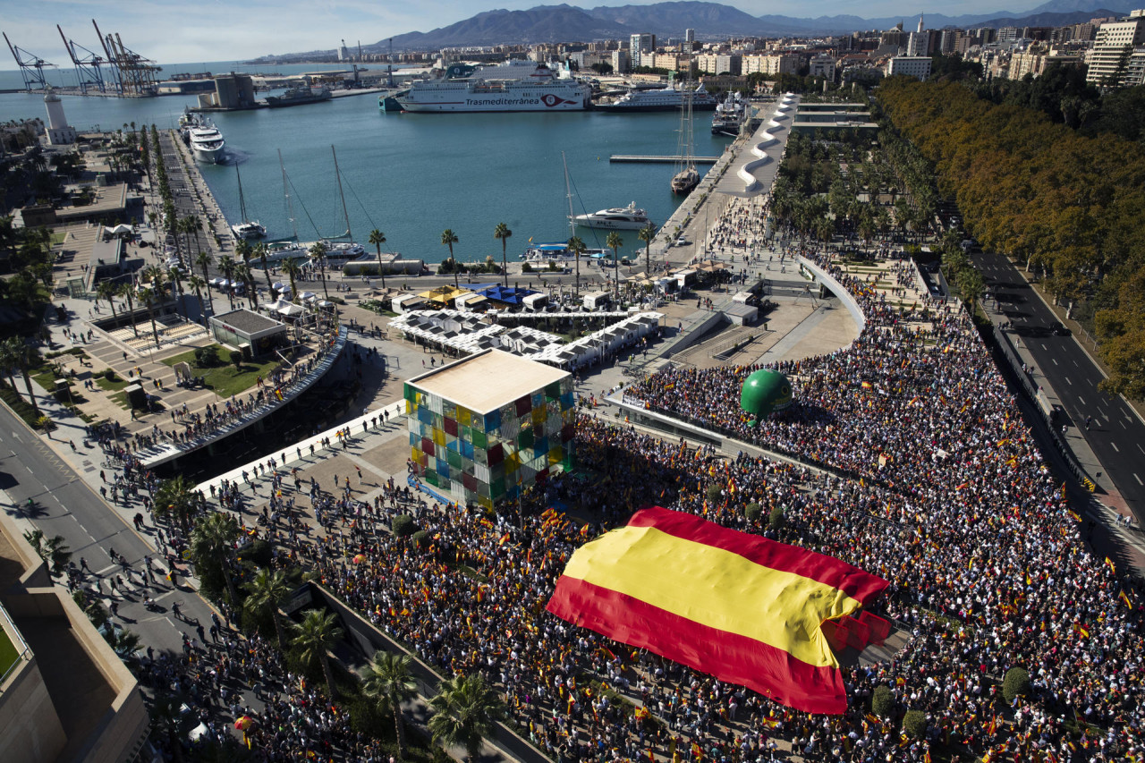 Movilizaciones en España contra Sánchez y la amnistía de independentistas catalanes. Foto: EFE