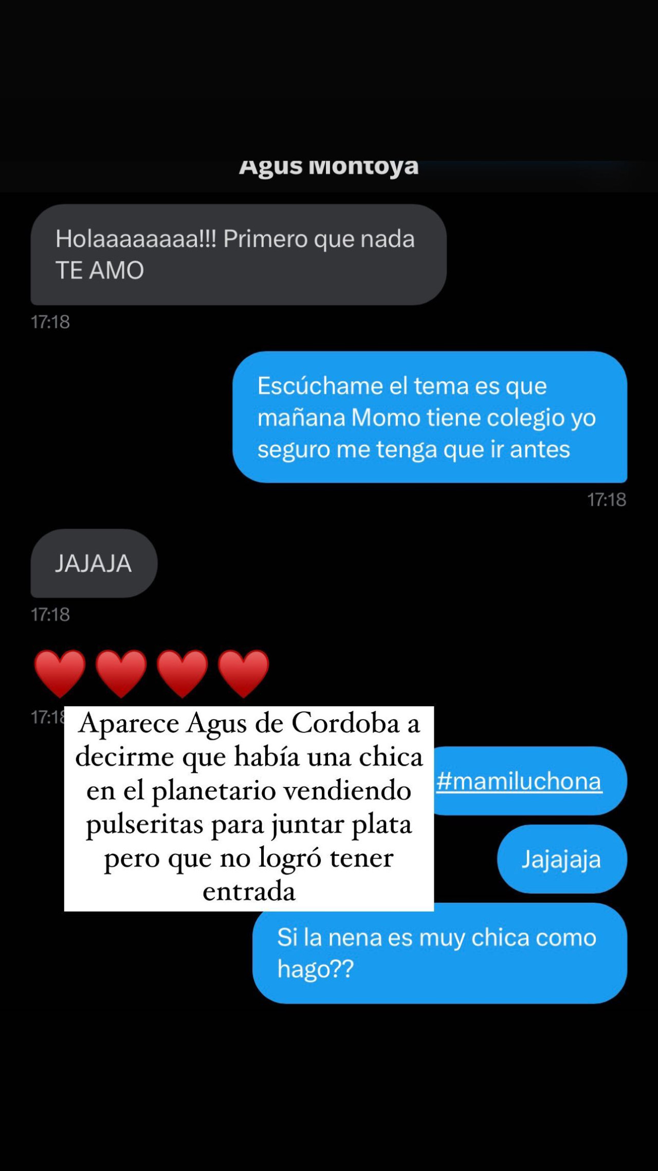 Los chats de Jimena Barón con la amiga de una fan de Taylor Swift. Foto: Instagram.