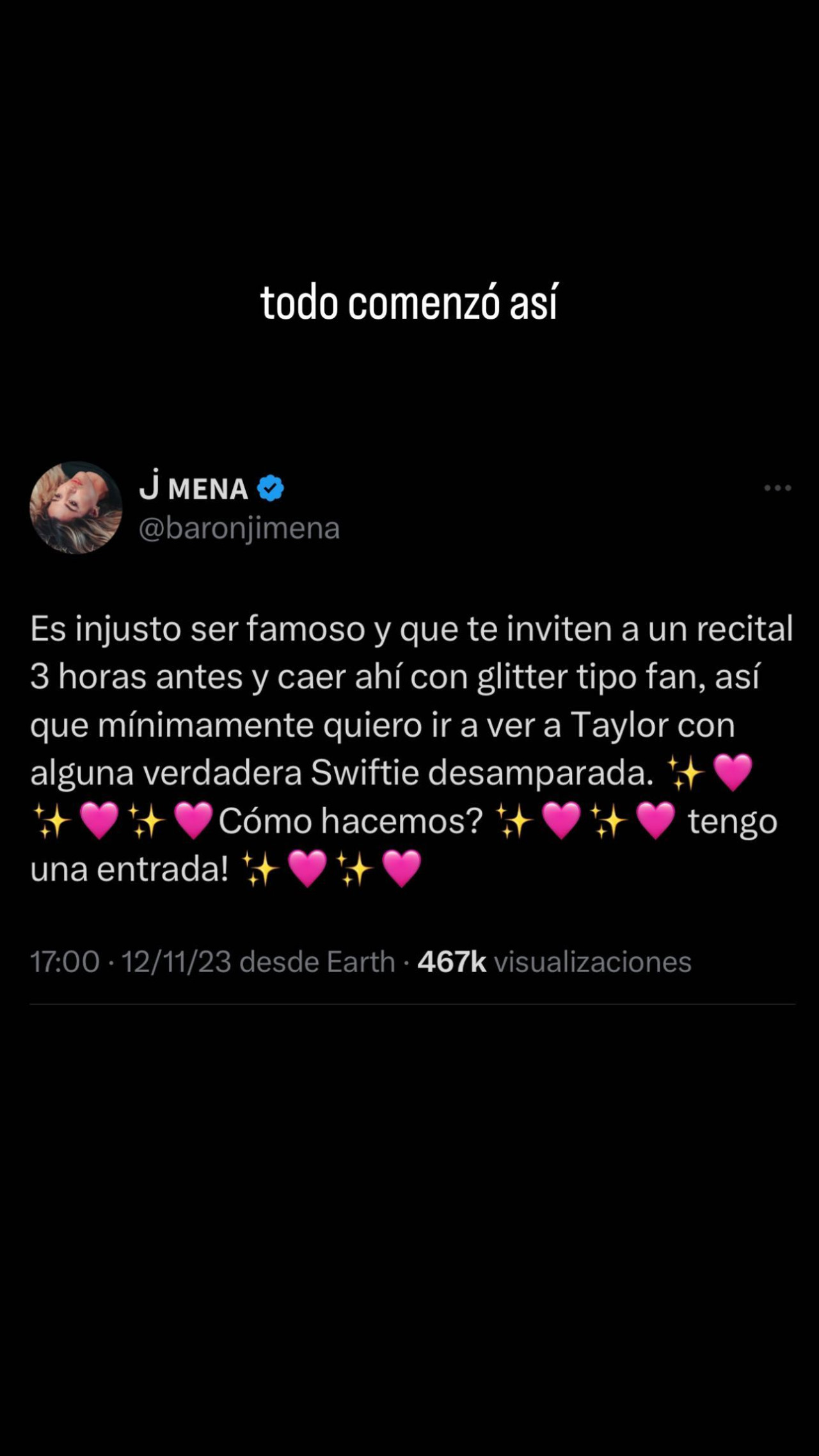 Los chats de Jimena Barón con la amiga de una fan de Taylor Swift. Foto: Instagram.