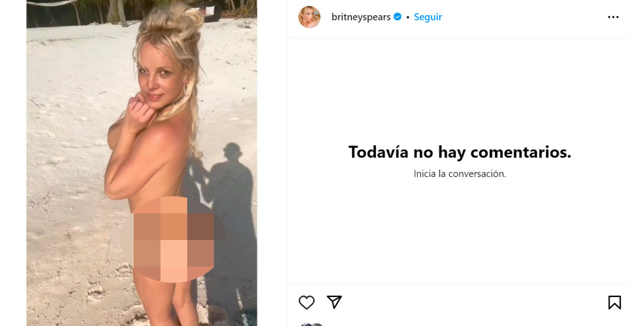 Britney Spears publicó una foto desnuda en redes. Foto: Instagram.