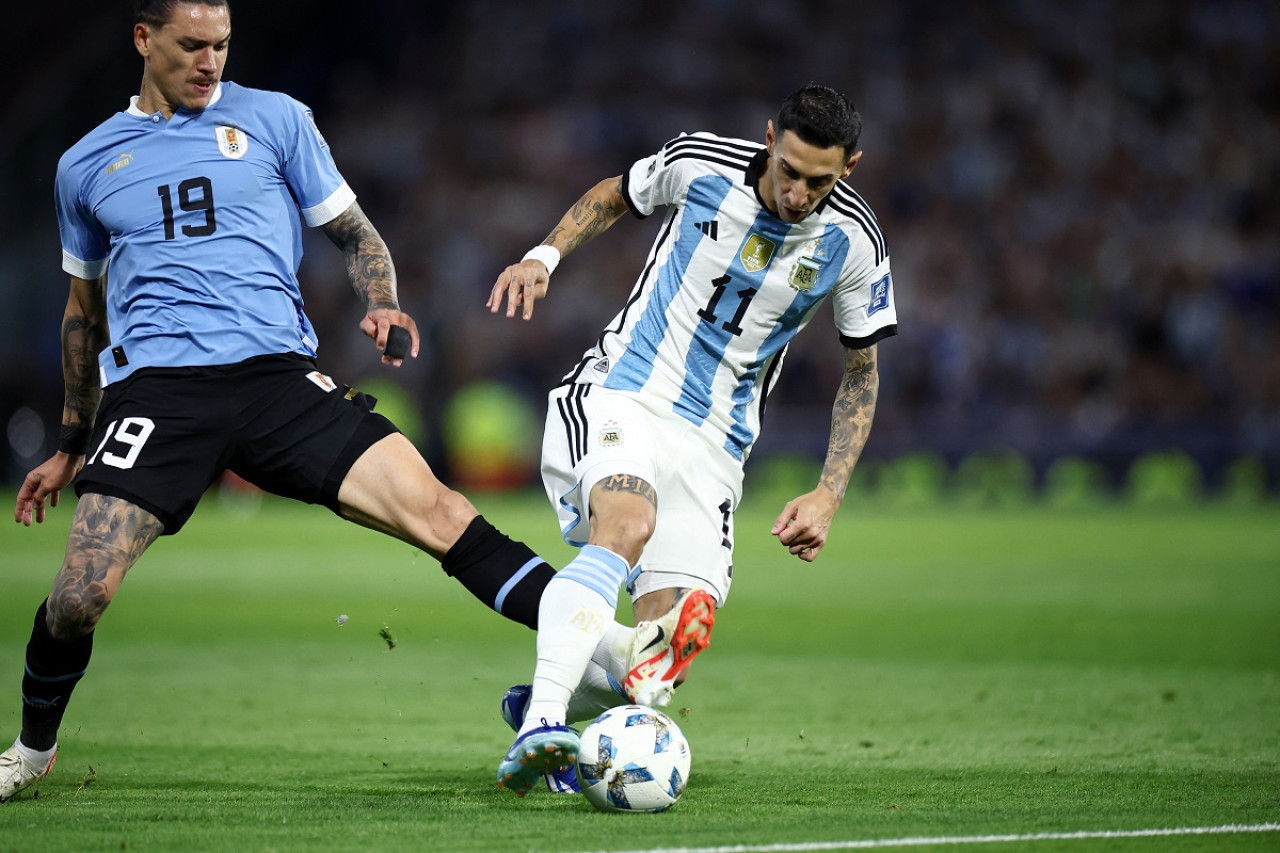 Ángel Di María, Argentina vs. Uruguay, Eliminatorias. Foto: Reuters.