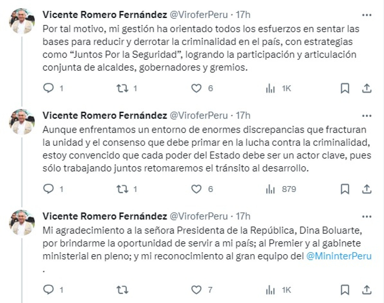 Tuits de Vicente Romero. Foto: captura.
