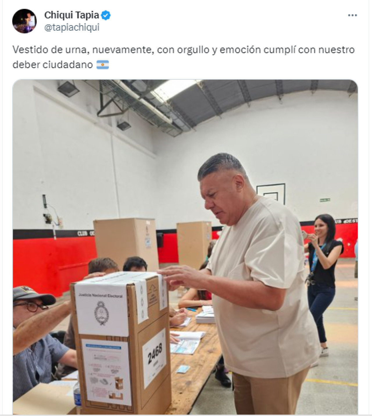 Chiqui Tapia en las Elecciones 2023. Foto: Twitter.