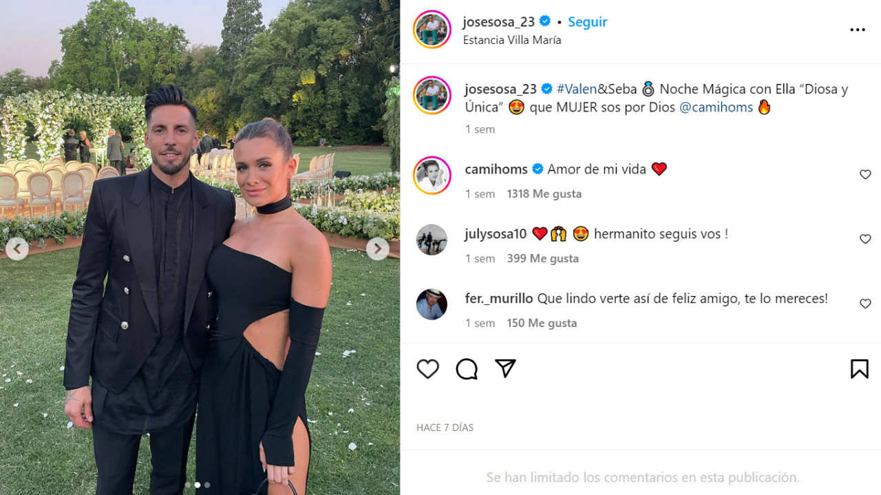 Los comentarios que despertaron rumores de casamiento. Foto: Instagram.