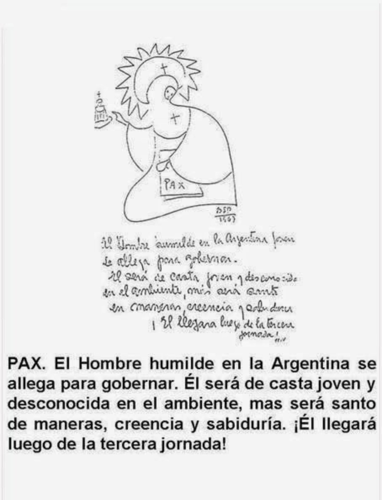 El dibujo con el que el Nostradamus argentino habría predicho la victoria de Javier Milei en el balotaje. Foto: Twitter.