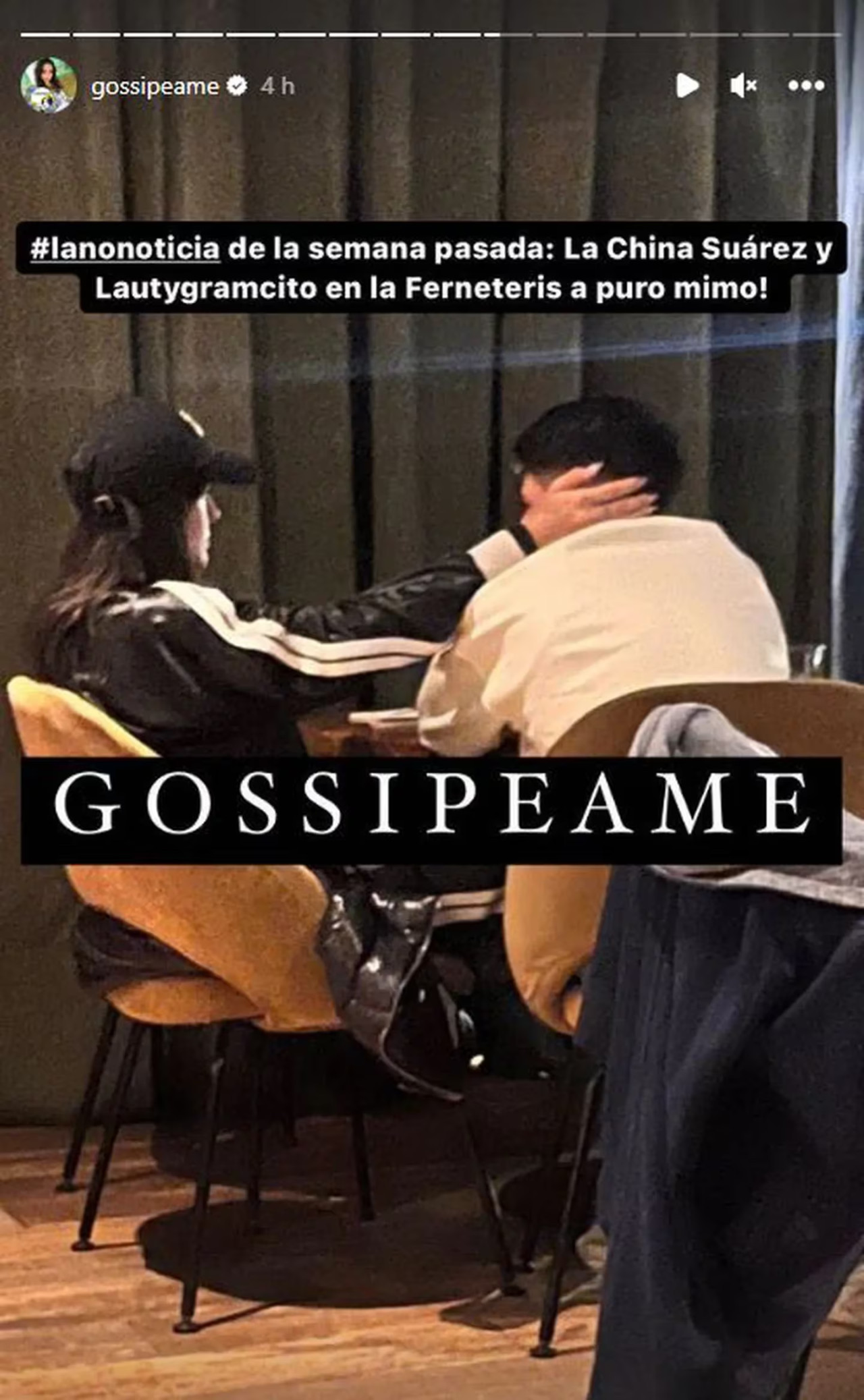 China Suárez y Lauty Gram cariñosos en un bar. Foto: Instagram/gossipeame.