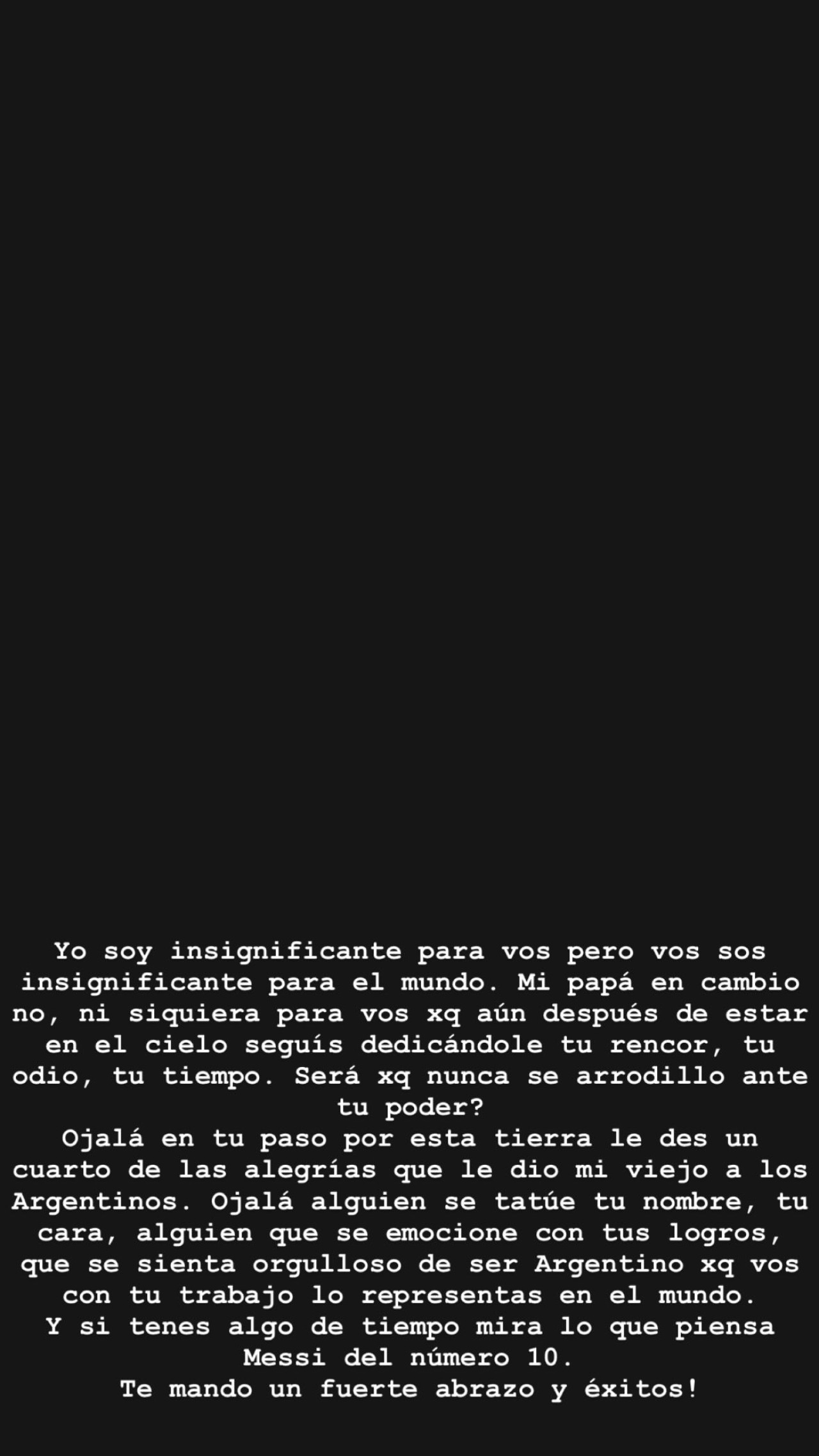 El mensaje de Gianinna Maradona tras los dichos de Mauricio Macri contra su padre. Foto: Instagram.