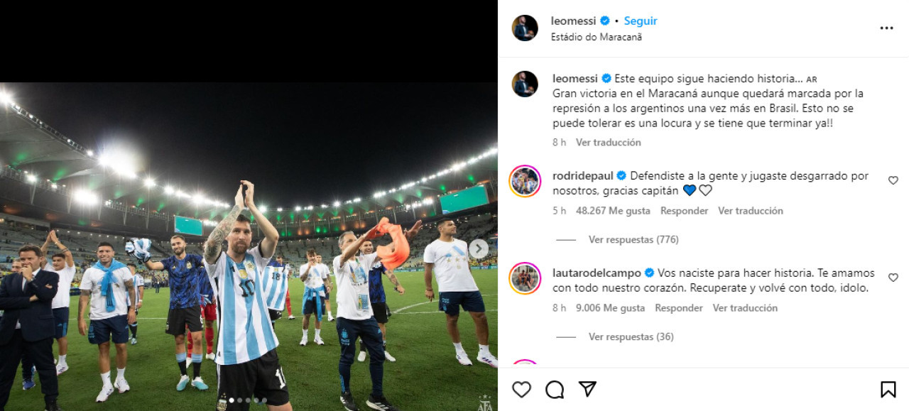 El posteo de Lionel Messi. Foto: Instagram.