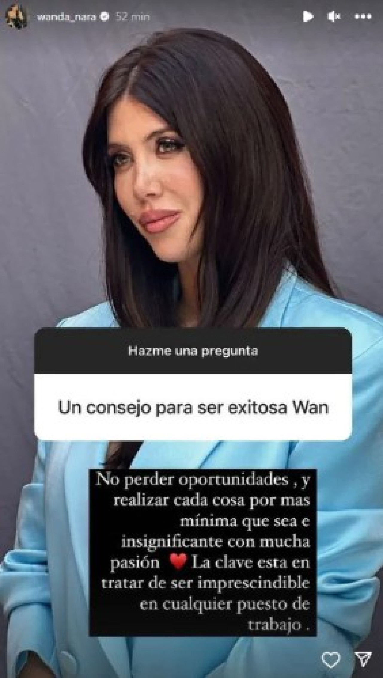 El posteo de el consejo de Wanda Nara. Foto: Instagram