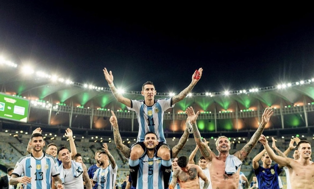 Ángel Dí María en el partido ante Brasil por Eliminatorias. Foto: @angeldimariajm