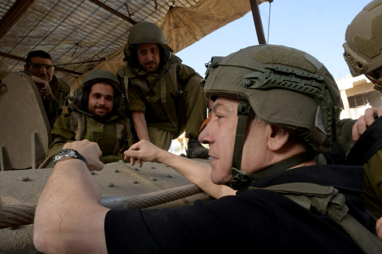 Netanyahu en la Franja de Gaza. Foto: Reuters.