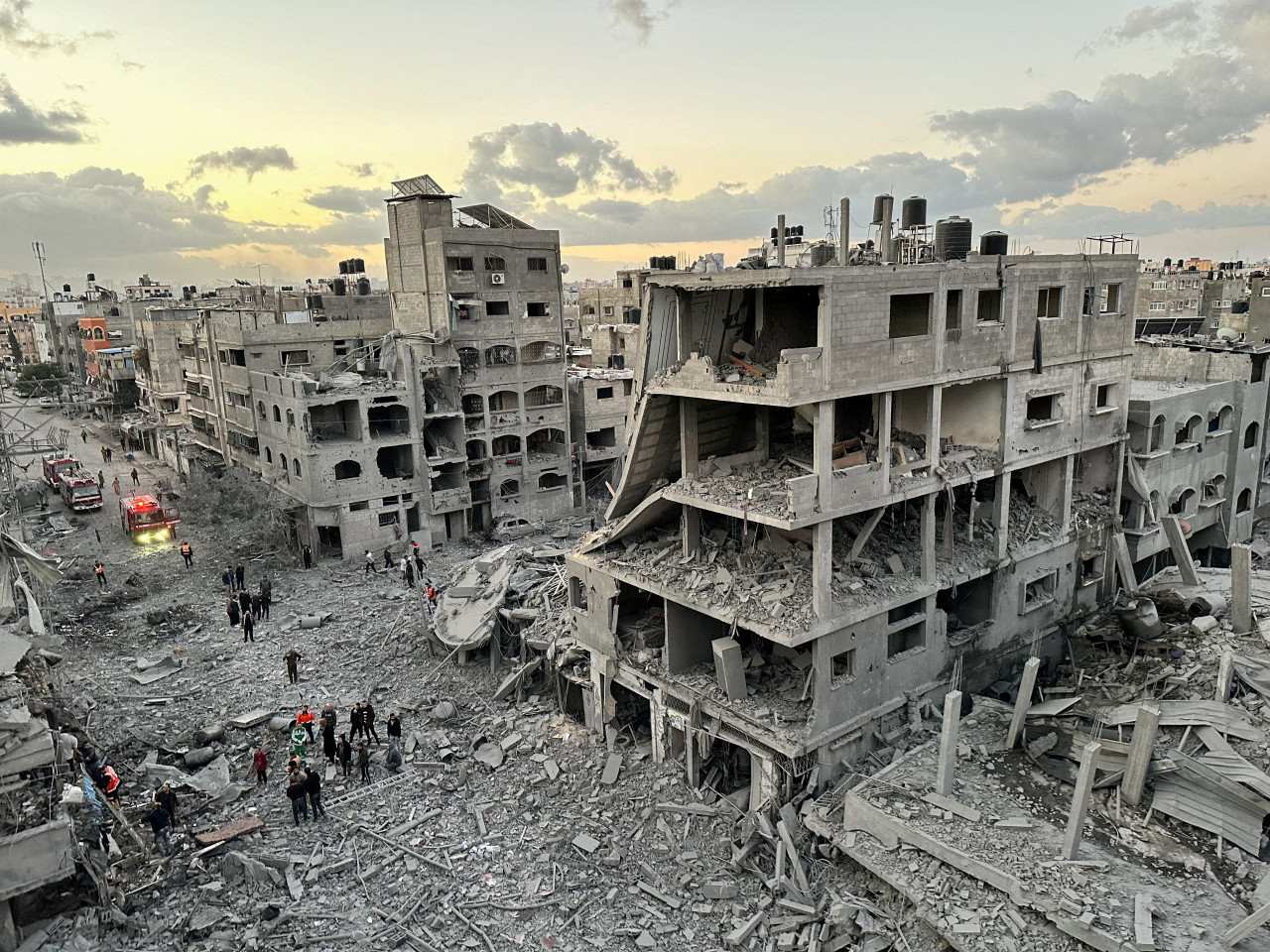 La Franja de Gaza tras los bombardeos israelíes. Foto: Reuters